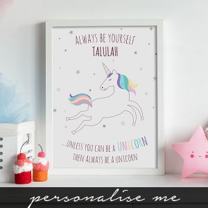 Unicorn Print In White A3 Frame Lifestyle Girls Bedroom